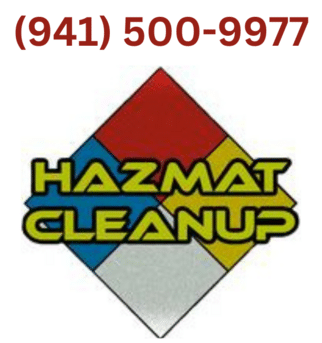 Hazmat Cleaner and our logo with Sarasota phone number.